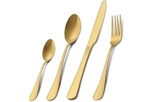 Cutlery Set, Pleafind 32 Piece Matte Gold Cutlery Set, Service for 8, Stainless Steel Flatware Set Include Knife Fork Spoon, Silverware Set, Dishwasher Safe