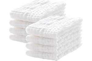 ROXANEPIG 8 Piezas Muselinas Bebé Paño, 100% Algodón 25 X 50 Cm Gasas para Bebés Recién Nacidos Regurgitación y Reflujo - 6 Capas de Absorción para Proteger la Piel Sensible de tu Bebé