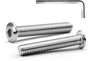 MINHER M6 x 50mm 20Pcs Tête Plate Vis D’assemblage à Six Pans Creux, Acier Inoxydable A2 V2A, Boulons de Meubles, Filetage Complet (Avec Clé Hexagonale)