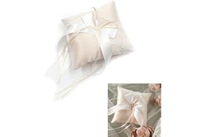 MIMZEMAMZ Avorio Cuscino Per Fedi Nuziali - 1 Pezzo Cuscino Portatore Di Anelli Con Fiocco E Perla Simulazione Per Proposte Di Matrimonio, Cerimonie Forniture Per La Decorazione Della Festa Nuziale, 15 X 15 Cm