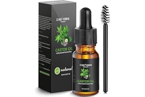 XINS-YONHA Organic Castor Oil, Pure Cold Pressed Castor Oil for Skin Care Eyelashes Eyebrows Nail,Hair Growth Serum Eyebrow Growth Serum with Eyelash Brush (10ml)
