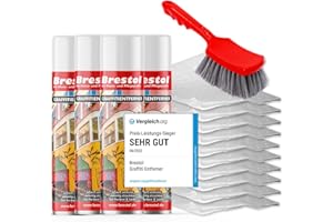 BRESTOL® GRAFFITI ENTFERNER 4x 400 ml Spray SET - inkl. Chemikalienbindevlies & Bürste - Graffitilöser Farbabbeizer Farblöser Farbentferner Lackentferner Lacklöser Lasurlöser Abbeizmittel Abbeizer