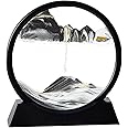 Arthink Moving Sand Art Picture in Motion Round Glass 3D Deep Sea Landscape, Dynamic Sand Art Sandscapes, Sensory Relaxing Desktop Table Decor Desk Decor Art Desk (7 inch, Black)