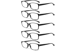 ‎KERECSEN Kerecsen 5 Pack Lesebrille Herren Damen,Hochwertig Federscharniere Brillen Komfortabel Rechteckig Super Lesehilfe fur Manner und Frauen (5 Schwarz, 1.75)