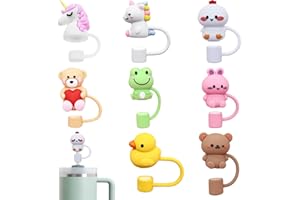 ARUIGU 8 Stück Strohhalm Abdeckung für Stanley Cup Zubehör, Strohhalm Deckel mit 10 MM Stanley Cup Zubehör, Silikon Abdeckkappe für Stanley 30 & 40 Oz Tumbler mit Griff, Strohhalme Abdeckung Accessories