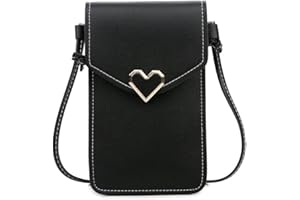 Narunii Sac à bandoulière Femme,Mini Pochette pour téléphone Portable avec en Cuir PU Transparent pour écran Tactile Verrouillage D'amour