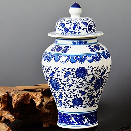 Maivace Ceramic Vase Decorative Ornaments Antique Blue And White Lotus Storage Tank Household Ceramics