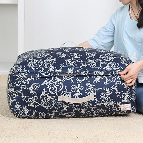 Sivin Clothes Storage Bag Foldable Closet Organizer Bag For Bedding, Quilt, Blanket, Pillows, Towel With Zipper And Handles (Classical Blue, XXL(63×48×32cm 96.7L))