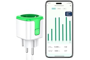 OLIVERIA Gniazdko WLAN z pomiarem prądu, miernik zużycia energii elektrycznej Alexa, gniazdko elektryczne z zegarem sterującym sterowaniem głosowym Alexa i Google 2,4 GHz, aplikacja Vesync 16 A