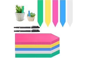 Leonshco Lot de 500 étiquettes pour plantes, en plastique, résistantes aux intempéries, accessoires de jardin, 10 x 2,9 cm, avec 2 marqueurs pour l'étiquetage des plantes en pot (couleur)