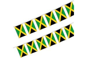 INNOVESS 10M Jamaica Bunting Flag, 30pcs Jamaican Flags Garland 14×21cm – Durable Jamaica Flag Banner for Indoor Outdoor Street Party Decorations, Birthday, Wedding, Festivals & Cultural Events