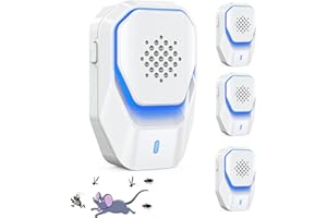 AILEDA Repelente ultrasónicode Plagas, Repelente ultrasónico de Mosquitos y Control electrónico, Anti Ratones, Moscas, cucarachas, arañas, Hormigas, inofensivo para Mascotas y Humanos - (4 Pack)