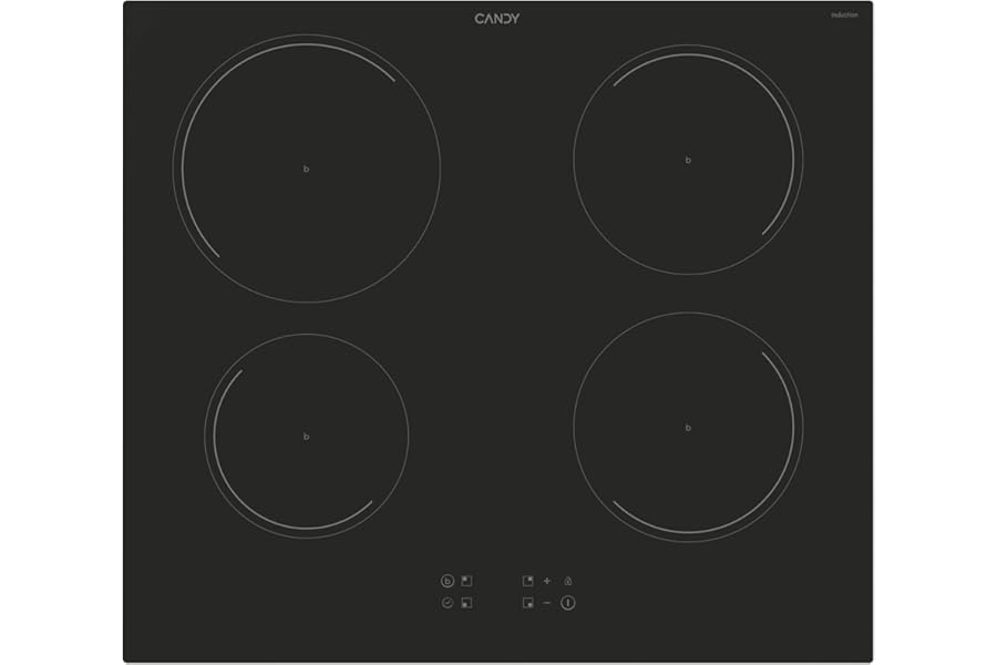 Candy Idea Citt642C/E1 Induction Hob 4 Burners in Glass Ceramic, Quick Cooking with Booster Function, Power Management to Optimize Consumption, Safety Lock, 59 x 52 x 6 cm, Black