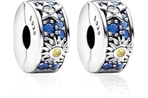 Amuefer 2 Pezzi Clip Charms Compatibili Bracciale Argento Sterling Minnie Bowknot Shell Pink Pavé Famiglia Sempre Stopper per le Donne Moglie Amici