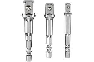 EINHELL ACCESSORIES Einhell - Juego de adaptadores (3 piezas, 65/72 mm, 1/4", 3/8" y 1/2", cromo vanadio, alta resistencia al desgaste, vástago E 6.3)