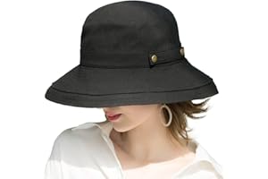 SOMALER Cappelli da sole da donna in cotone a tesa larga UPF50 UV Packable Beach Hat Summer Bucket Cap per viaggio