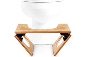 Top Life Sgabello da Bagno Pieghevole in Bambù – Panchetto Fisiologico in Legno – Poggiapiedi Pieghevole per WC – Anti Stitichezza, Consigliato dai Medici