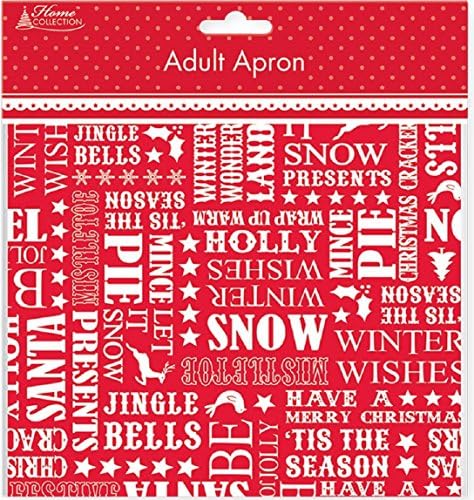 Kitchen Apron With Bib- Full Length For Women &amp; Men For All Cooking, Red White Christmas