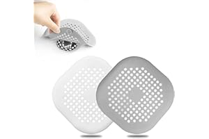Dreamark Silikonowe sitko do włosów, do odpływu, z 4 przyssawkami, do łazienki, wanny, kuchni, umywalki i zlewozmywaka, 2 sztuki (szary, biały)
