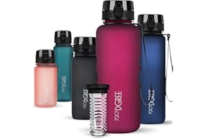720°DGREE Gourde, Bouteille d’Eau “uberBottle“ +Fruit-Infuseur – 350ml, 500ml, 650ml, 1l, 1,5l - Sans BPA, Étanche, Anti-Fuite, Réutilisable, Légère - Idéal pour École, Sport, Fitness, Gym, Travail