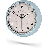 New-Max Premium Serisi Retro Tasarım Metal Kadranlı Bombeli Cam &Ouml;zellikli 25 cm Ev ve Ofis Saati Mavi, 25cm
