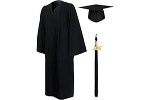 GraduationMall Graduation Gown and Cap for Adults 2025 Year Charm Unisex Matte University Bachelor High School 12Colors