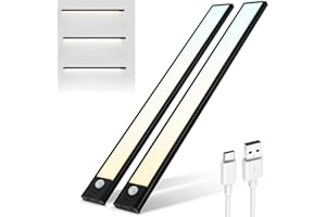 Brendz Schranklicht mit Bewegungsmelder, Kleiderschrank Beleuchtung, 2 x 40cm, 3 Farbtemperaturen, Aufladbar, Dimmbare Schrankbeleuchtung, Led Lichtleiste Kabellos, Schwarz