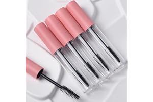 LUXIREMI Lot de 5 tubes vides de mascara - 10 ml Pour crème de cils Flacons transparents Rechargeables En plastique Pour huile de ricin Avec bouchon intérieur Évite les fuites