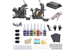 HAWINK Kit completo per tatuaggi per principianti 2 Pro Tattoo Machine Kit di alimentazione per tatuaggi 7 Set di inchiostri per tatuaggi Forniture per tatuaggi TK-HW2007