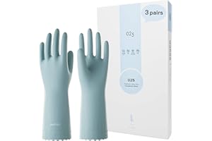 ‎LANON PROTECTION LANON wahoo 3 Paar Wiederverwendbare Haushaltshandschuhe, Ungefütterte Hautsympathische Handschuhe, für Küchenarbeit, Haushaltsreinigung und Geschirrspülung, Surf Spray, Größe M