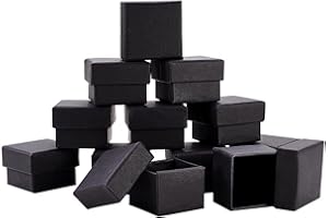 BENECREAT 24 Pack Negra Caja de Joya Caja de Cartón Craft con Almohadilla de Terciopelo Elegante para Presentación de Anillo 4.3x4.3x3.3cm