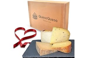 Amaisso® Caja de Quesos Regalo Gourmet | Surtido 4 Cuñas Queso Semicurado y Curado de Oveja, Cabra y Vaca | Queso Manchego, Payoyo, Mahon y Gouda | Regalo Pareja "Díselo con Quesos"