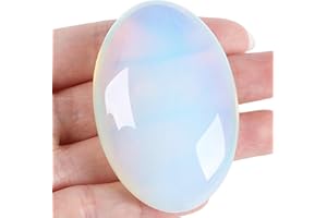 ‎XIANNVXI XIANNVXI 2.4" Groß Opal Stein Kristalle Sorgensteine Edelsteine Natürliche Poliert Oval Palme Tasche Stein Heilung Energiestein 1PC
