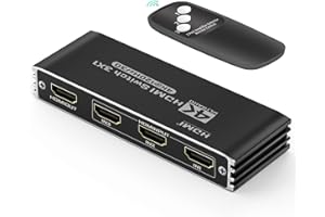 TICENPE Switch HDMI 3 en 1 Out 4K 120Hz Répartiteur HDMI Automatique 4K avec télécommande, commutateur HD-MI Prend en Charge Dol-by HDCP2.3 3D HDR pour VR UHD TV PS4 Xbox DVD Blu-Ray