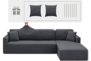 CHELZEN Elastyczny pokrowiec na sofę z półwyspem, 2-częściowy pokrowiec na kanapę z lewym i prawym narożnikiem, szezlong z dwiema poszewkami na poduszki, kształt litery L, półwysep (2-osobowa +