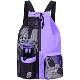 HLIWS Mesh Swimming Bag with Drawstring, Waterproof Swimming Bag, Multifunctional Sports Backpack, for School, Gym, Sports, T