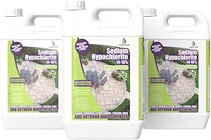 CHEMIPHASE Sodium Hypochlorite Patio Cleaner 4 x 5 litres of Industrial-Strength Algae & Black Spot Remover – Powerful Driveway & Paving Cleaner – Professional Outdoor Cleaning Solution for Concrete