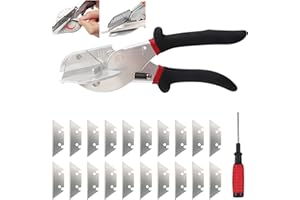 E-GREETSHOPPING Gehrungsschere verstellbar von 45° - 135°, Winkelschere für präzisen mit 20 Ersatzklingen (SK5-Stahl), Profi Schneiden Scheren, Trunking-Schere für Präzisen Schnitt, PVC, Gummi, Leder, Rohren