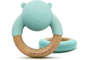 Little Giggles Co.® Teddy Teether Set - Silicone Teething Ring & Baby Rattle, Easy Grip Teething & Sensory Toys for Baby, Beautifully Crafted Baby Essentials & Baby Shower Gifts