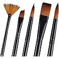 Kabeer Art Short Black Handle Synthetic Mix Paint Brush Set, 5 Pieces