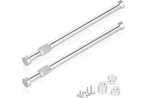 ELBOURN 2 Pack Wardrobe Rail 44-76cm, Extendable Clothes Rail Pole, Wardrobe Rail with End Sockets, Screws for Wardrobe, Shower, Balcony