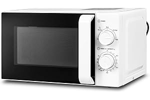 SMETA Micro-ondes, 20L Micro Onde, Sans Grill, Revêtement, 700 W de Puissance, 5 Niveaux, Minuterie 35 Minutes, Mode Décongeler par Temps/Poids, Finition Blanc