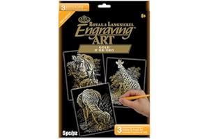 Royal & Langnickel GOLF-SET3 - Engraving Art/Kratzbilder, DIN A4, Afrikanische Wildtiere, 3-teilig Vorteilspack, gold