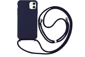 MEVIS MEIVS Funda Compatible con iPhone 11, Ajustable Collar Correa de Cuello CordónCarcasa de Silicona-Azul Oscuro