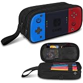 LittleTindra School Pencil Case, Double Zip, Two Compartments, Large Capacity, Pencil Holder, Markers, Ideal School for Boys