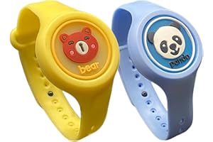 SO GOODS braccialetto antizanzare bambini (confezione da 2), antizanzare bambini con animali, 2 diversi animali, naturale, realizzato con citronella (Orso & Panda)