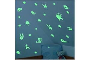 lumentics Autoadesivi luminosi Mostri - Adesivi per la decorazione ed ornamentazione, Sticker che luminano di notte, Motivi fosforescenti e tatuaggi murali luminescenti (A4, Verde)