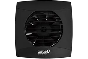 Cata, extractor de Baño, Modelo UC-10 STD BLACK, Extractor silencioso, Serie U - Confort, Motor de Bajo Consumo, Serie Estandar, Clase de Eficiencia Energética B, negro. 150 x 150 x 77,5