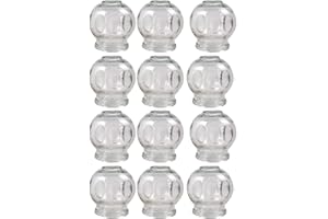 RUKAUF Zestaw 12 szklanych przyssawek, średnica 7 cm, wysokość 8 cm, średnica wewnętrzna 4,3 cm, do masażu próżniowego i szklanek