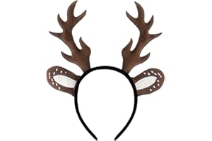 QIGHLIS Karneval Kostüm Damen Mädchen, Haarreif Reh Geweih Hörner Rehohren, Rentier Stirnband, Reh kostüm Kopfschmuck Haarreifen, Für Karneval Kostüme Zubehör Fasching Mottoparty Cosplay